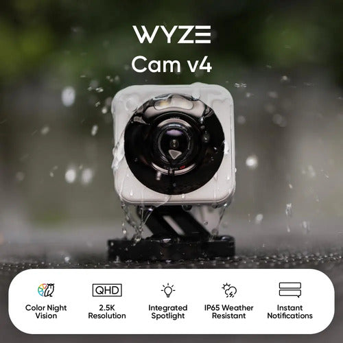 Wyze Cam V4: Cámara De Seguridad Hd 2.5k Blanco