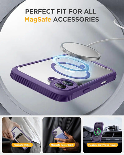 Funda Magnética Miracase Para iPhone 16 Plus 6.7  Con Pro... Violeta Oscuro
