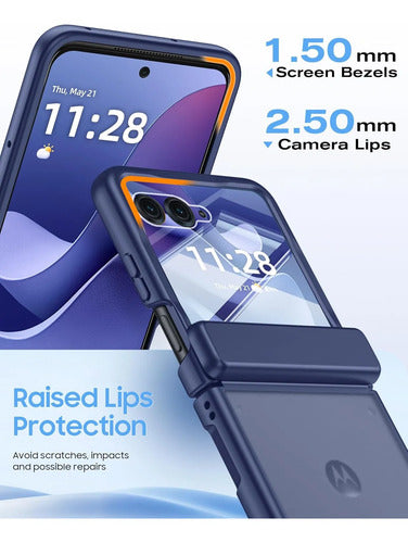 Funda Motorola Razr Ultra 2025, Protector Pantalla Azul Oscuro