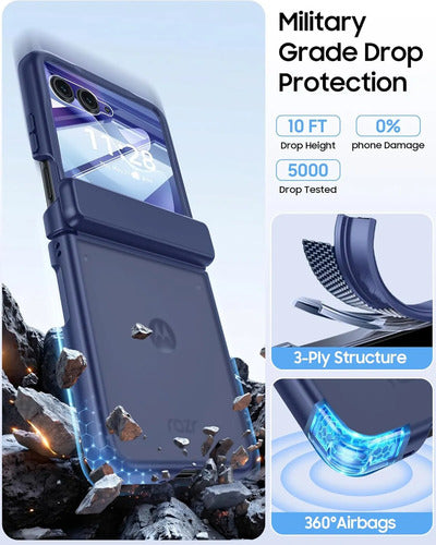 Funda Motorola Razr Ultra 2025, Protector Pantalla Azul Oscuro