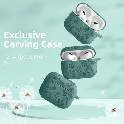 Funda De Silicona Lerobo Para AirPods Pro 2, Diseño Flora... Verde Oscuro