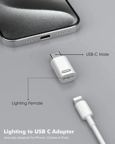 Adaptador Lightning A Usb C Para Para iPhone Y Galaxy Blanco
