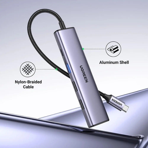 Adaptador Multipuerto Usb C Hub 5 En 1 Ugreen Gris