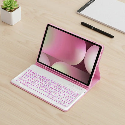 Funda Con Teclado Para Samsung Tab S10+/s9 Fe+/s9+/s8+/s7... Rosa