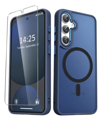 Funda Magnética Mate Para Samsung Galaxy S25+ Plus Azul Marino