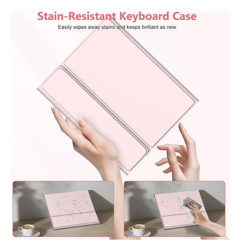 Funda Con Teclado Para iPad Air 11  Y Pro 11 M4 Rosa
