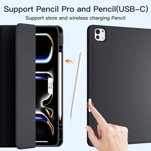 Funda Akkerds Para iPad Pro 13' Con Soporte Para Lápiz Negro