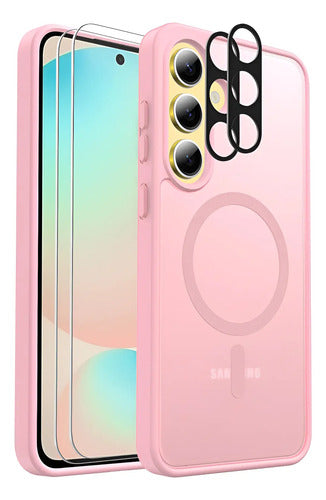 Funda Magnética Antigolpes Para Samsung Galaxy Rosa