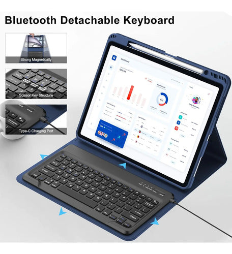 Funda Teclado Sengbirch iPad Air 13 M3/m2, Inalámbrico, R... Azul Marino