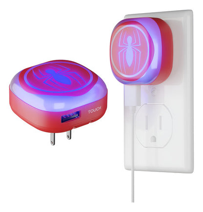 Luz Nocturna Marvel Spiderman Con Led Táctil. Rojo Rojo