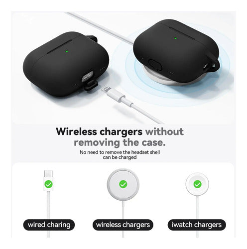Funda De Silicona Para AirPods Pro 3 Con Kit Limpieza Negro