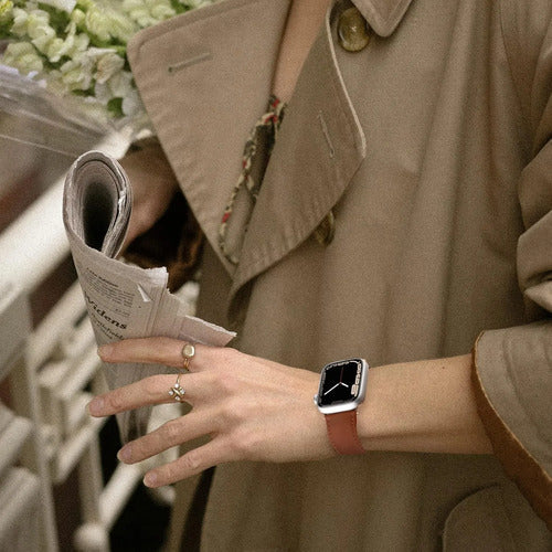 Correa De Cuero Elegante Para Apple Watch Marrón 3.8 Cm