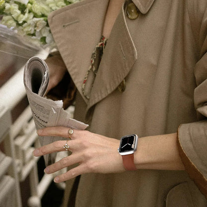 Correa De Cuero Elegante Para Apple Watch Marrón 3.8 Cm