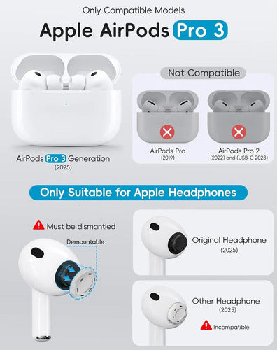 Almohadillas Silicona Para AirPods Pro 3 2025, 3ra Gen Blanco