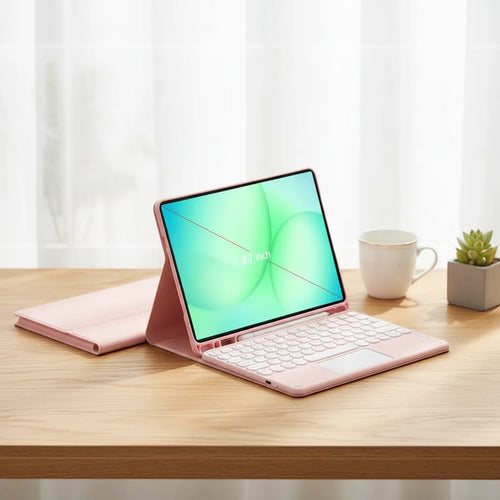 Funda Con Teclado Samsung Galaxy Tab A11 2025 Y A9 2023 8.7  Rosa