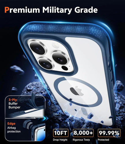Funda Para iPhone 14 Pro Transparente Anti-amarilleo Azul