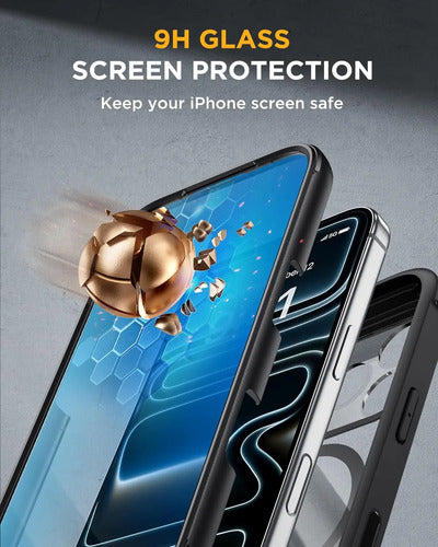 Funda Miracase Para iPhone 17 Pro Max 6.9  Con Protector Negro