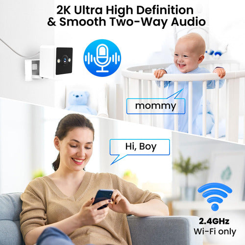 Cámara Seguridad 2k Ultra Hd Con Visión Nocturna Y Audio Blanco