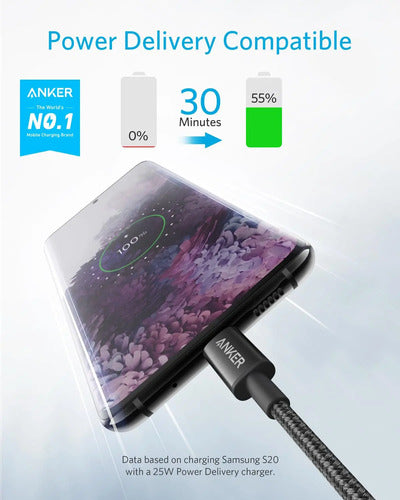 Anker Cable De Carga Rápida Usb-c A Usb-c 60w, Pack De 2 Color