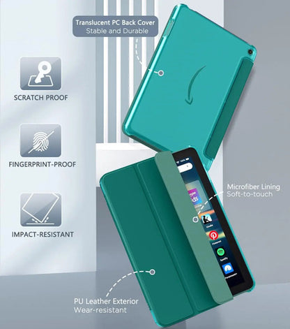 Funda Para Amazon Kindle Fire Hd 8 & 8 Plus 8'' Verde Oscuro