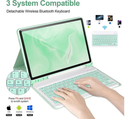 Funda Con Teclado Para Samsung Galaxy Tab A11+/a9+ 11' Verde