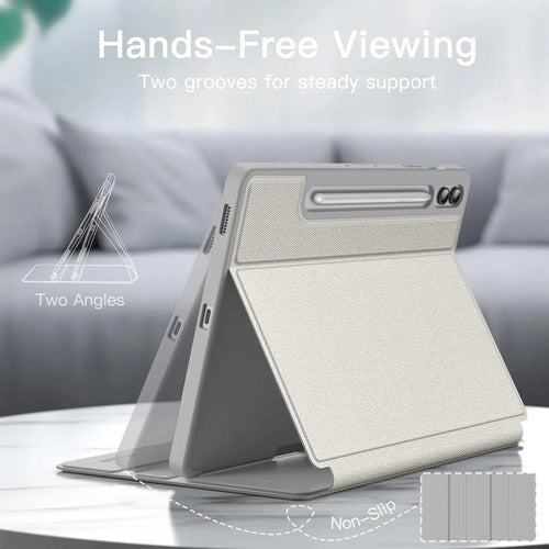 Funda Para Samsung Galaxy Tab S9 Fe+ 12.4' Con Soporte Lapiz Plateado