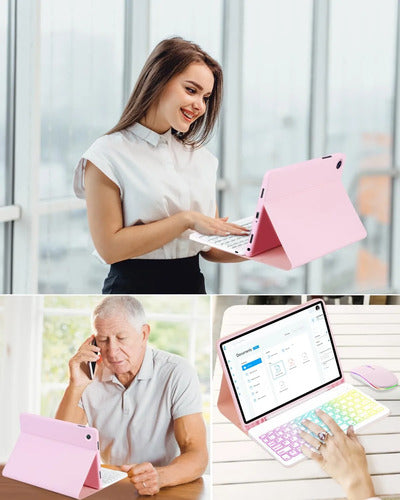 Funda Con Teclado Para Samsung Galaxy Tab A11+/a9+ 11' Rosa