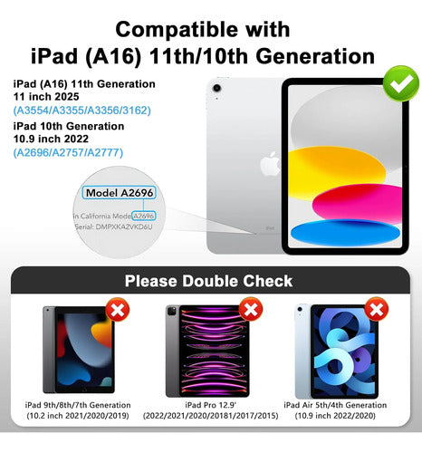 Funda Transparente Para iPad 11th/10th Gen 2025 Negro