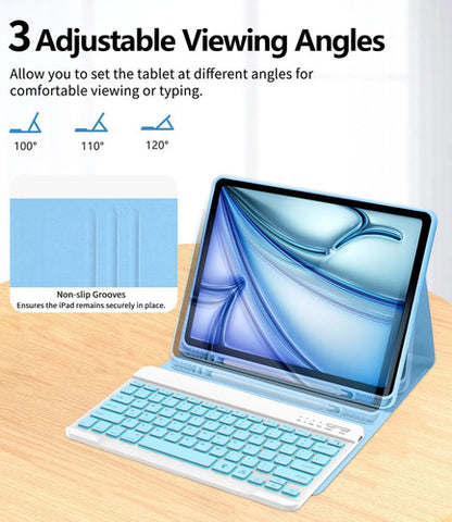 Funda Con Teclado Para iPad Air Y iPad Pro Azul Claro