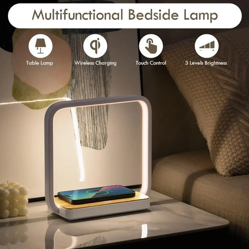 Lámpara De Mesa Con Cargador Inalámbrico Blanco