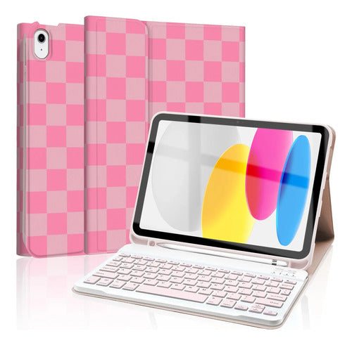 Funda Con Teclado Para iPad 11th 10th Gen Rosa Chicle