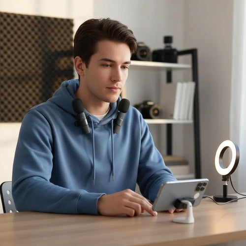 Micrófonos Inalámbricos Profesionales X2 Negro Con Azul