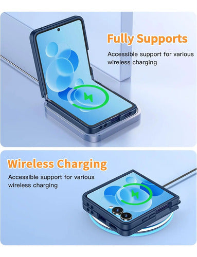 Funda Magnética Para Samsung Galaxy Z Flip 7 Azul Azul Lisa