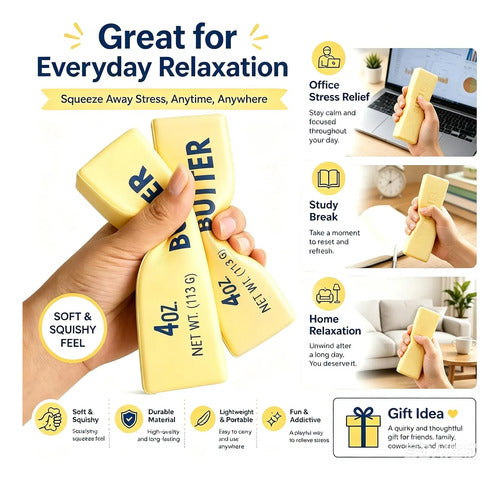 Juguete Antiestrés Squishy Manteca Amarillo