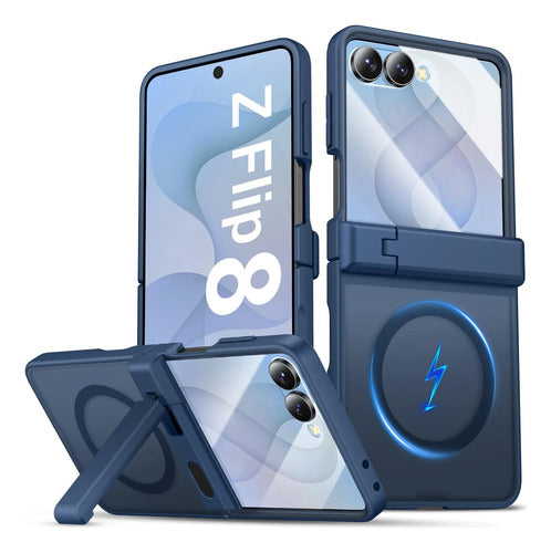 Funda Con Soporte Para Samsung Galaxy Z Flip 8 Azul Translúcido