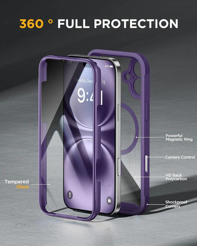 Funda Magnética Miracase Para iPhone 16 Plus 6.7  Con Pro... Violeta Oscuro