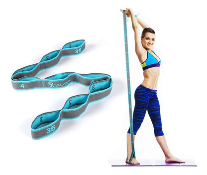 Correa Elástica De Yoga Y Pilates Con Multibucles Ajustables Azul