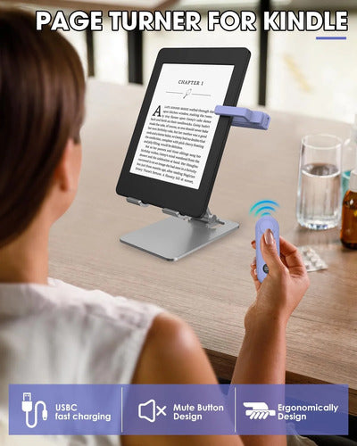 Girador De Páginas Con Control Remoto Para Kindle Paperwhite Lila