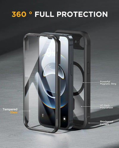 Funda Magnética Miracase Para iPhone 16e 6.1 , Negra Negro