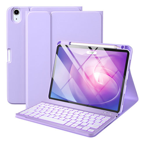 Funda Con Teclado Para iPad Air 11''/5a 4a Gen Morado