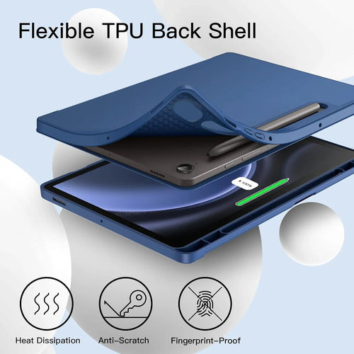 Funda Jetech Para Samsung Galaxy Tab S10 Lite / S10 Fe / ... Azul Marino Lisa