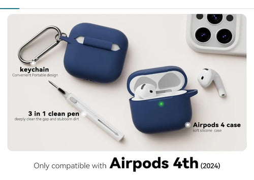 Funda R-fun Para AirPods 4 Con Kit De Limpieza Azul Oscuro