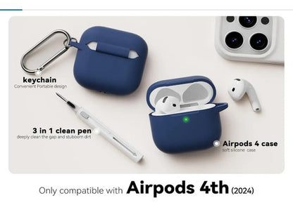 Funda R-fun Para AirPods 4 Con Kit De Limpieza Azul Oscuro