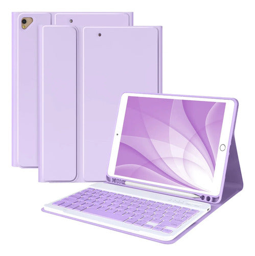 Funda Con Teclado Para iPad De 9a Generacion. Violeta