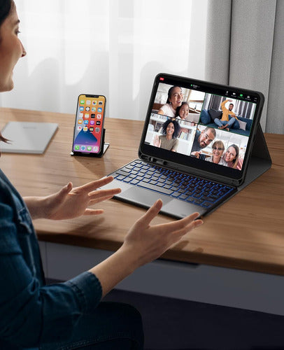 Chesona Funda Con Teclado Para iPad Air 11 Y Pro 11, Retr... Negro