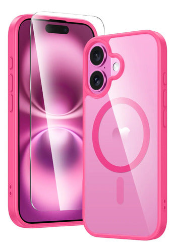 Funda Transparente Para iPhone 16 Rosa
