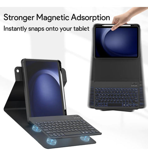 Funda Con Teclado Para Galaxy Tab A11 Plus Y A9 Plus Negro