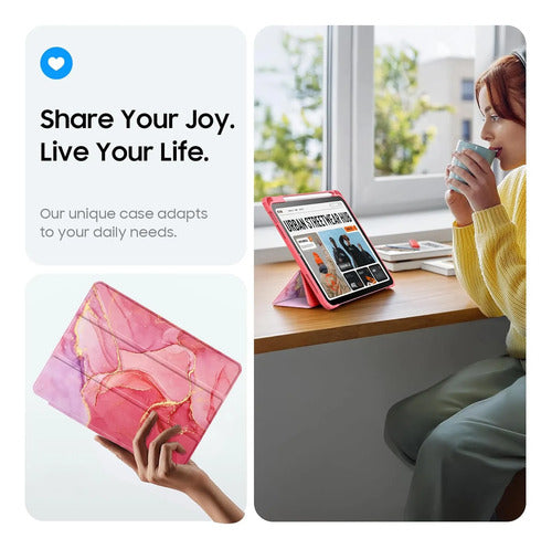 Funda Híbrida Delgada Para iPad Rosa