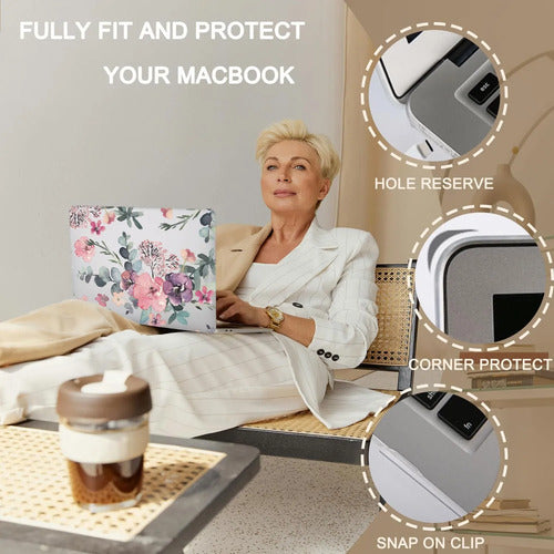Funda Protectora Para Macbook Air 13.6  M2-m4 2022-2025 Rosa