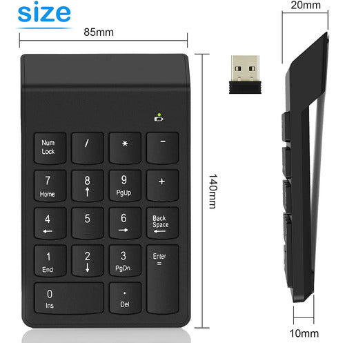 Teclado Numerico Inalambrico Para Laptop Negro Español